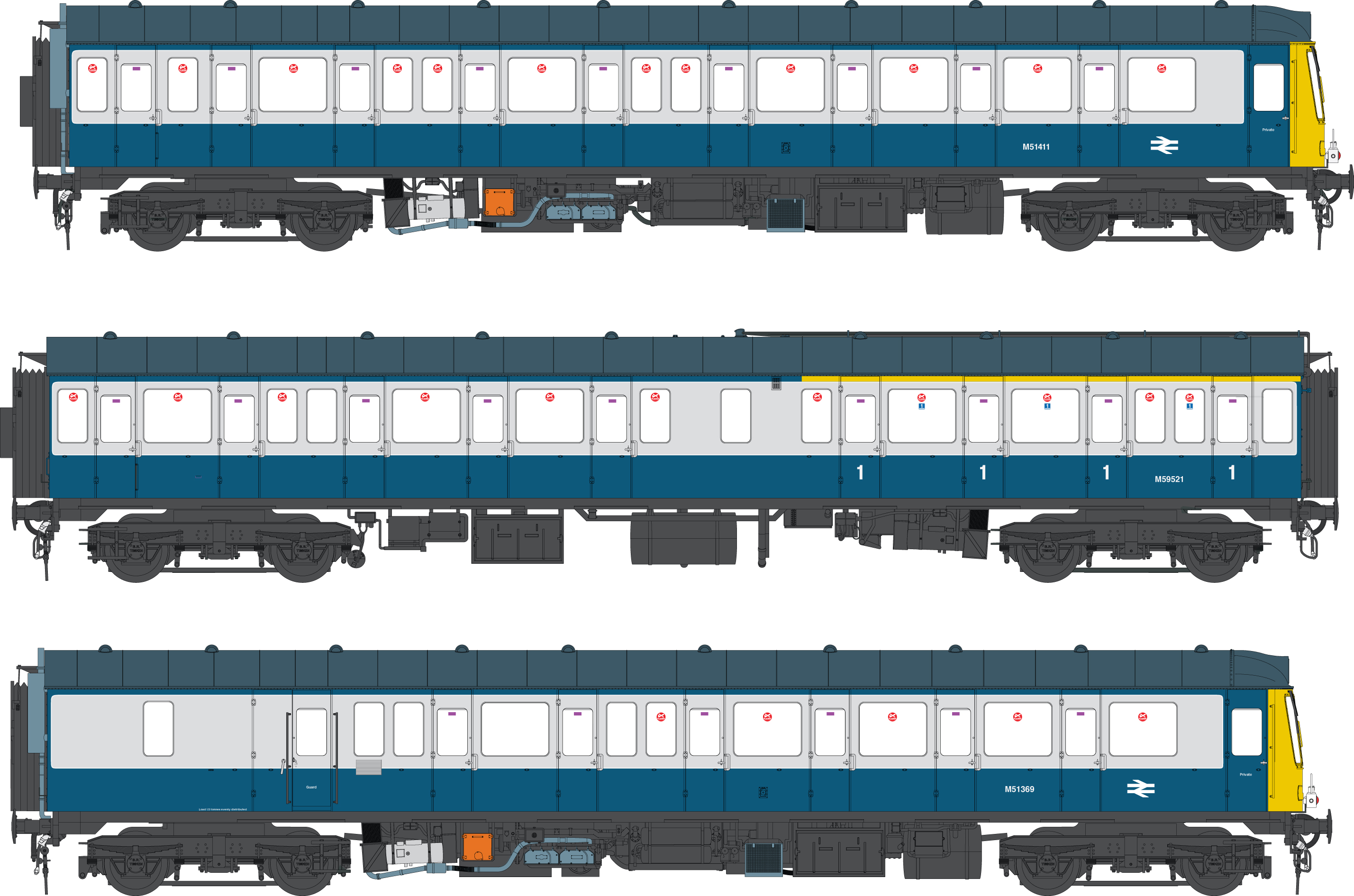 1178 Heljan Class 117 BR blue/grey 3-car set